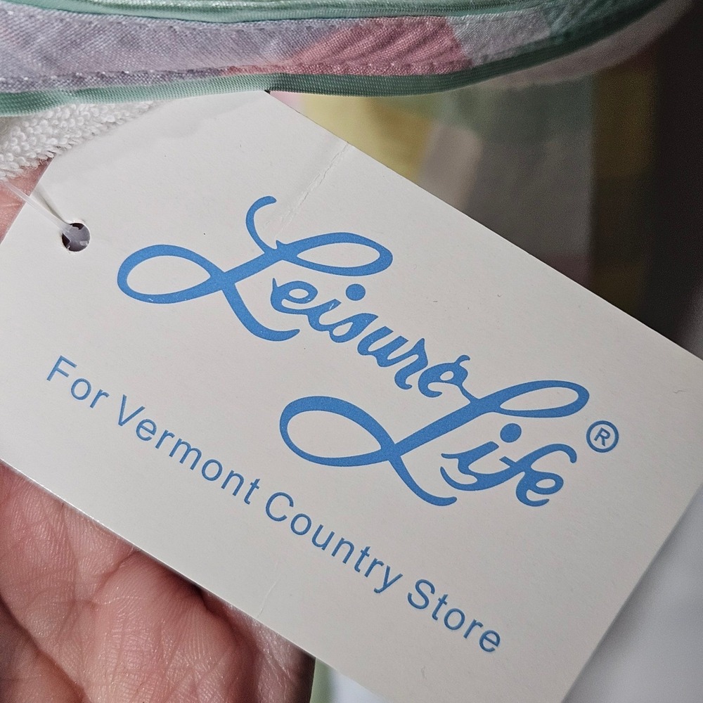 Leisure Life Vermont Country Store Pastel Plaid Seersucker Zip Front Robe L NEW - Picture 3 of 5